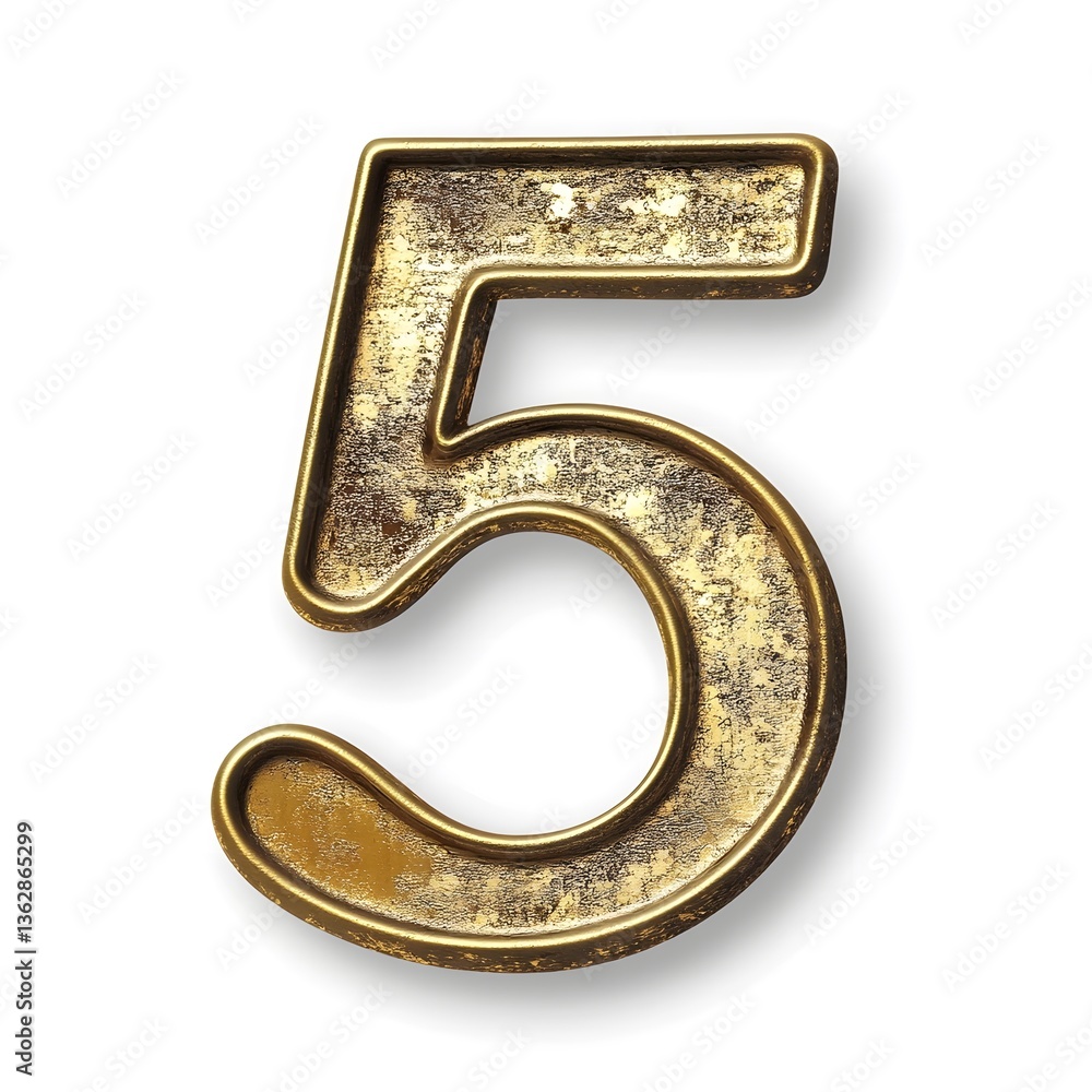 Golden Five Gold Digit Number 5 Birthday Icon Logo Symbol Golden Five Gold Digit Number 5 Birthday Icon Logo Symbol
