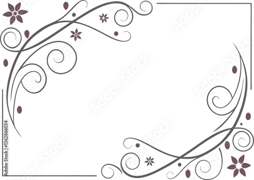 Wallpaper Mural A minimalist swirl-themed certificate border with gray accents Torontodigital.ca