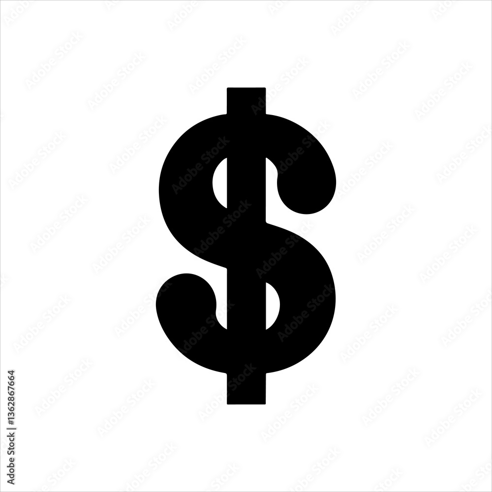 Dollar sign silhouette icon vector flat design. Dollar sign silhouette icon vector flat design.