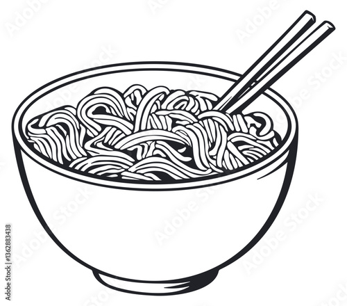 noodles in a bowl with chopsticks no background