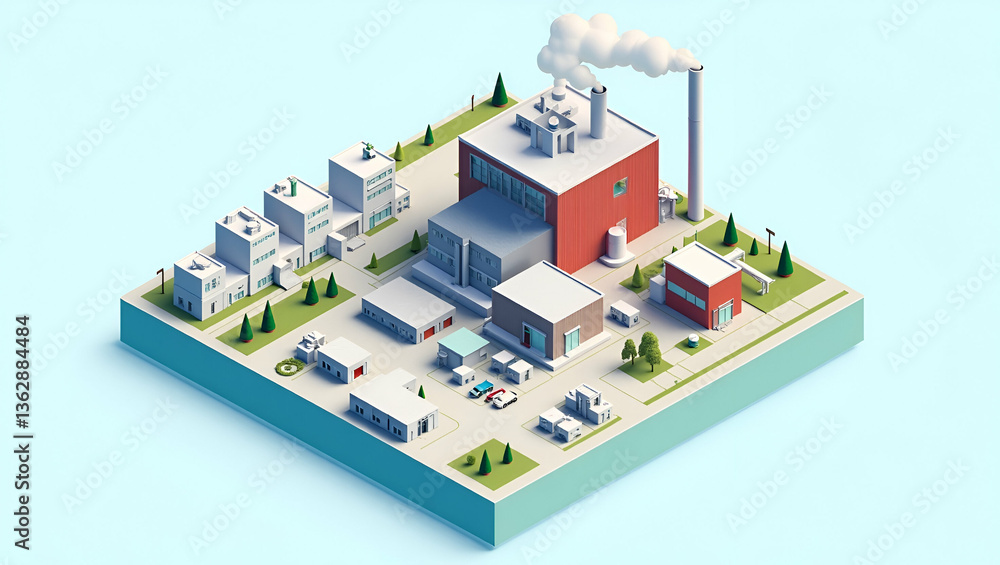 Flat Isometric illustration of paper mill featuring factory buildings and machinery highlighting industrial processes and manufacturing concept as Isometric view of paper mill with factory buildings a Flat Isometric illustration of paper mill featuring factory buildings and machinery highlighting industrial processes and manufacturing concept as Isometric view of paper mill with factory buildings a