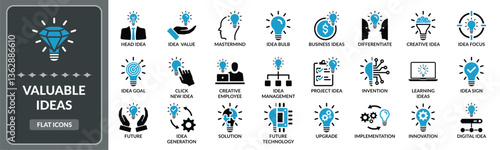 Valuable Ideas icon set. Set of Idea, Creativity, innovation EPS10 - Stock Vector