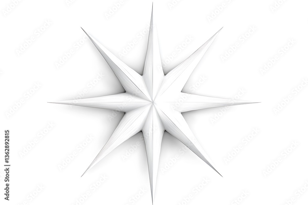 Obraz premium Elegant White Star Spikes Overlay Isolated on White Background for Minimalist Designs