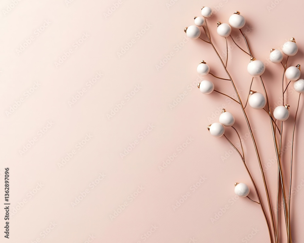 Obraz premium Soft blush card with subtle gold foil accents and minimal text, offering an elegant and charming wedding invitation