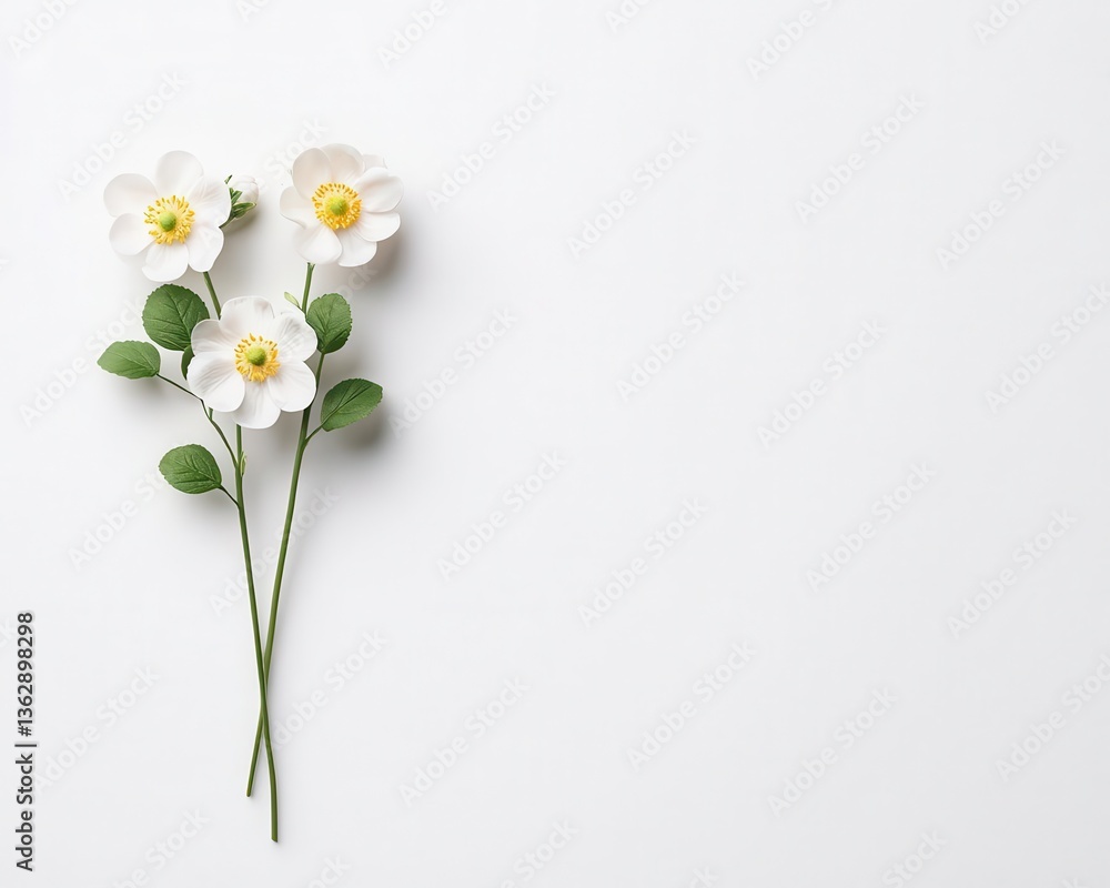 Obraz premium Minimal white card with simple cursive font and a soft floral motif, creating a charming and elegant wedding invite