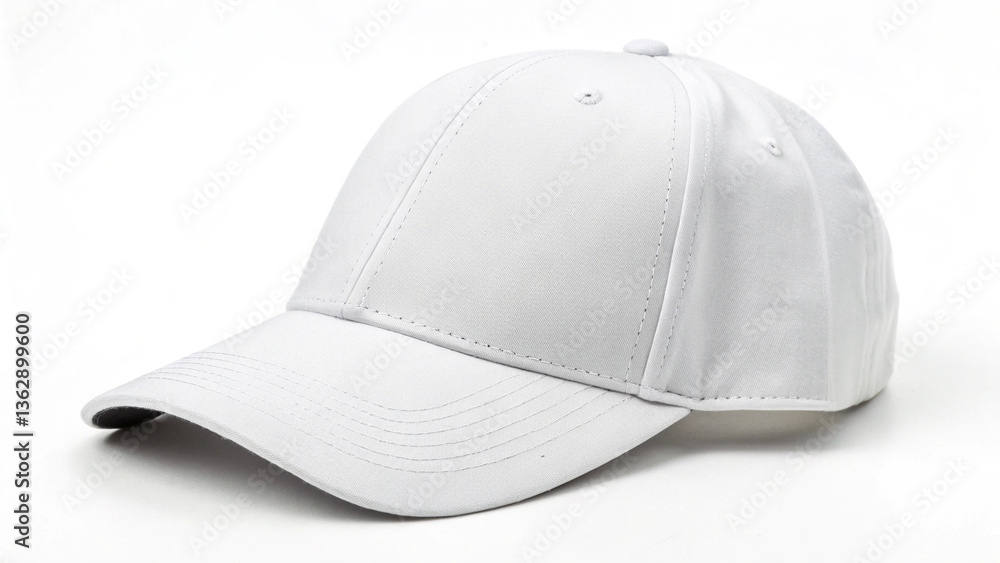 Fototapeta premium Blank white baseball hat, a perfect accessory for embroidery, printing, or stylish casual fashion
