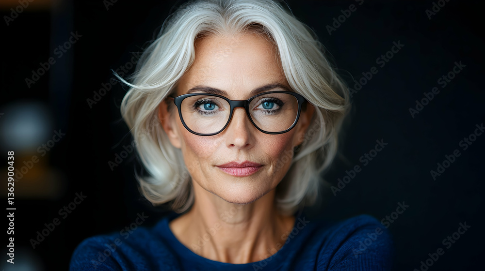 Portrait of a Smiling Senior Woman with Gray Hair and Glasses Portrait of a Smiling Senior Woman with Gray Hair and Glasses