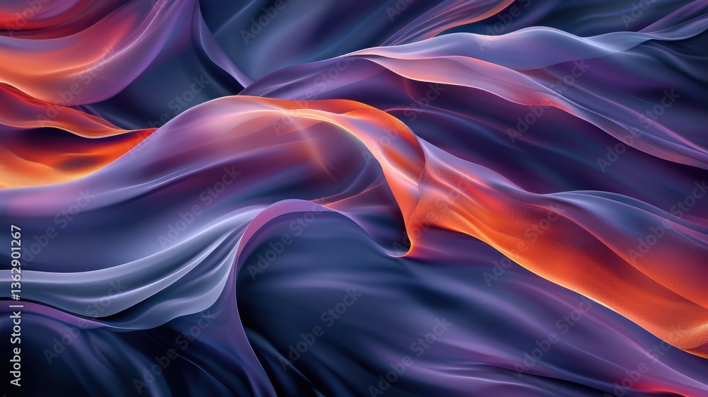 Obraz premium Abstract purple and orange color wave flowing express the energetic signal. Seamless texture of vividness curve swirling convey sense of harmony and wonderful scene perfect for graphic design. AIG53.