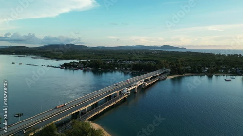 Wallpaper Mural Automobile bridge across the sea strait from the continent to the island. Video from a drone. Part 4 Torontodigital.ca