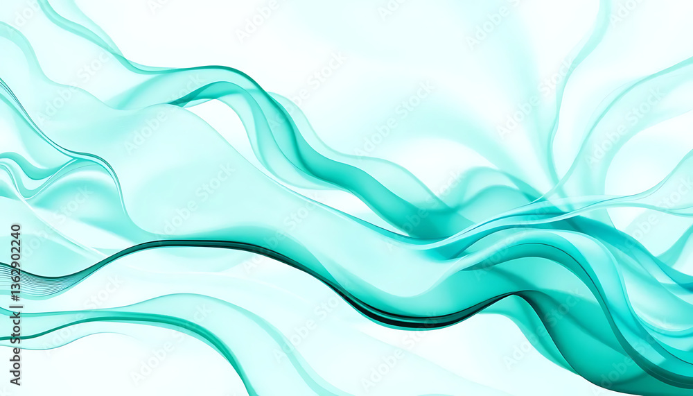Fototapeta premium Smooth abstract background with flowing turquoise waves