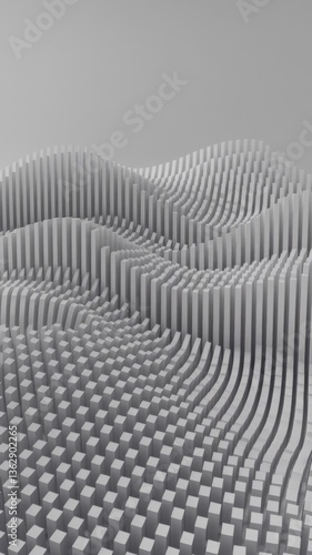 Wallpaper Mural White Wave-Like Vertical Bars Torontodigital.ca