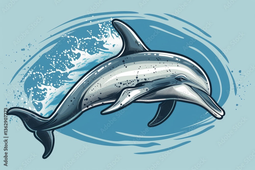 Fototapeta premium Playful dolphin leaps joyfully through the air in a dynamic display of aquatic agility and spirit
