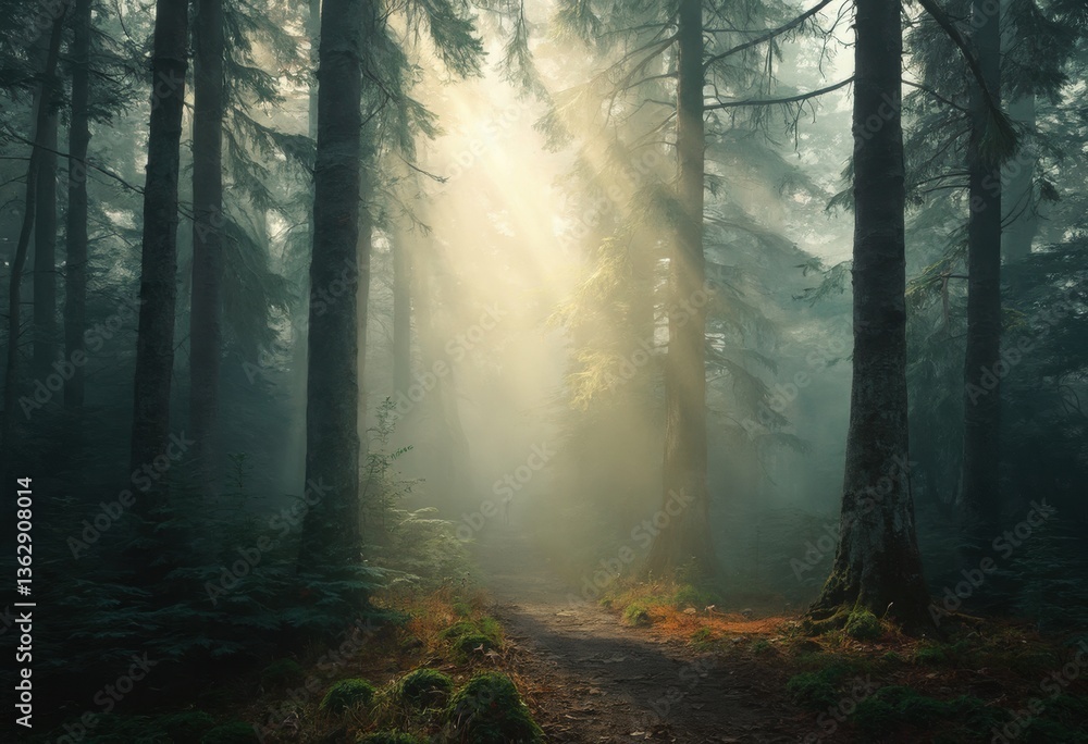 Obraz premium Misty Forest Scene