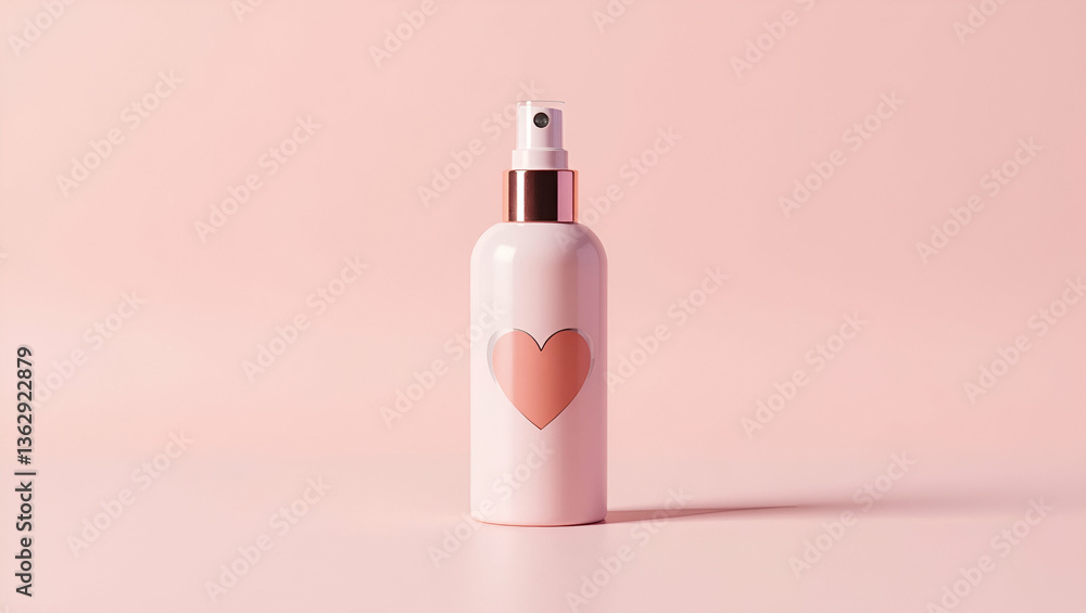 Minimalist Pink Body Mist Bottle with Heart Design for Skincare Branding Minimalist Pink Body Mist Bottle with Heart Design for Skincare Branding