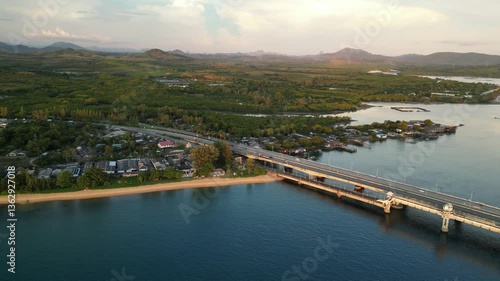 Wallpaper Mural Automobile bridge across the sea strait from the continent to the island. Video from a drone. Part 10 Torontodigital.ca