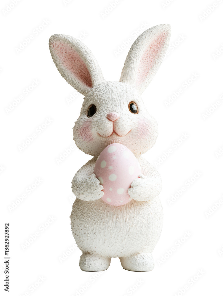 Fototapeta premium white rabbit bunny holding a easter egg isolated on white