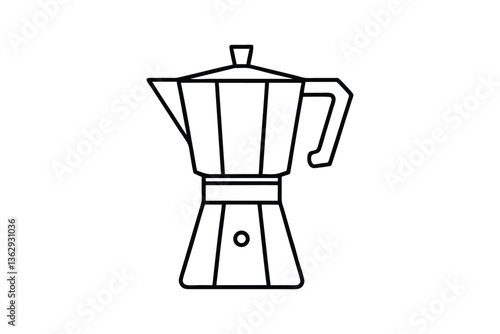 Line art drawing of a moka pot vector art illustration.eps