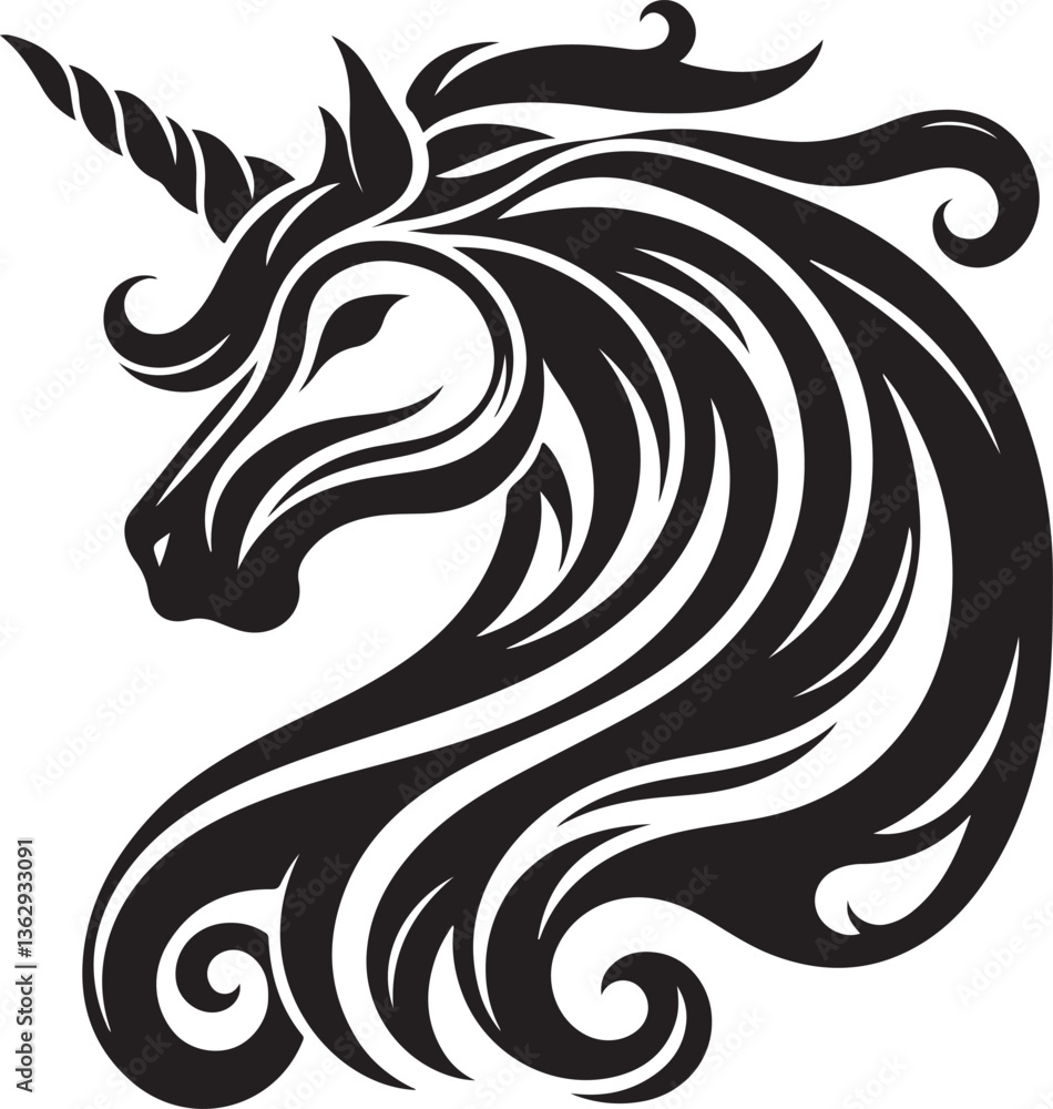 Naklejka premium Unicorn Vector Art silhouette