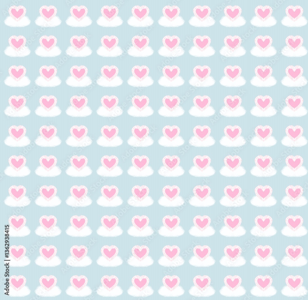Fluffy hearts pastels with clouds cute patterns Fluffy hearts pastels with clouds cute patterns
