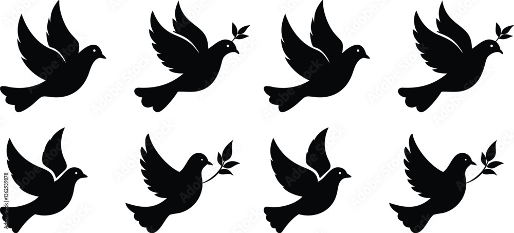 Obraz premium Graceful Flying Bird Silhouette in Minimalist Style