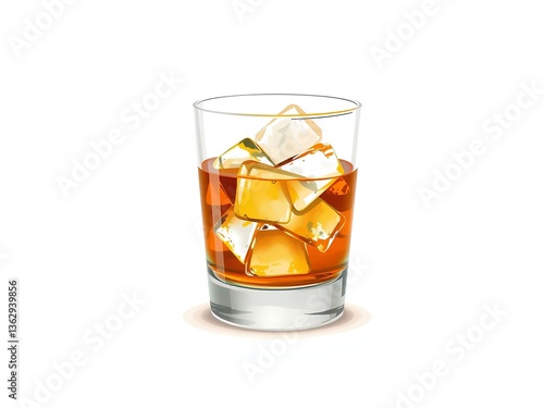 glass of whiskey with ice