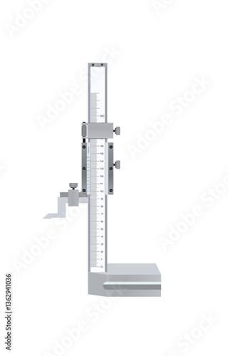 Vernier Height Gauge isolated on white background, realistic vector illustration, measuring tool and equipment