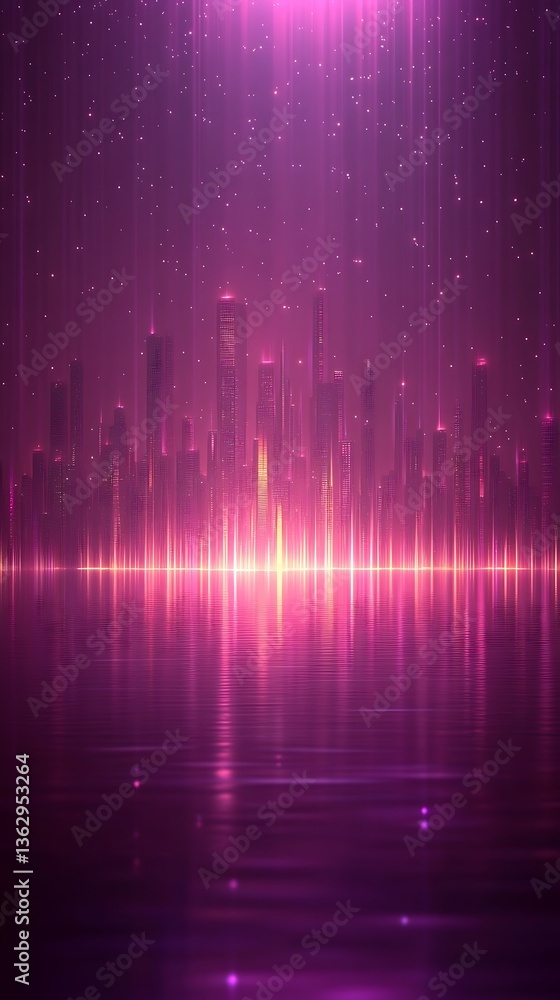 Pink Cityscape Night Reflection. Pink Cityscape Night Reflection.