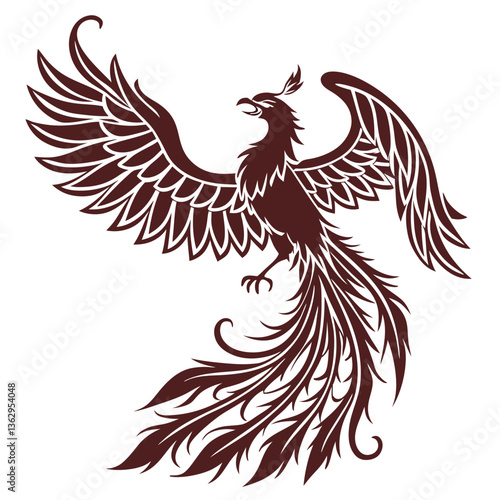 Modern Black Phoenix Vector Graphic for Fantasy and Mythology Themes