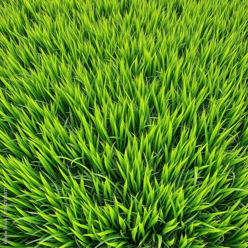 Fototapeta premium Lush vibrant green grass texture, perfect for spring backgrounds, lawn, foliage, garden
