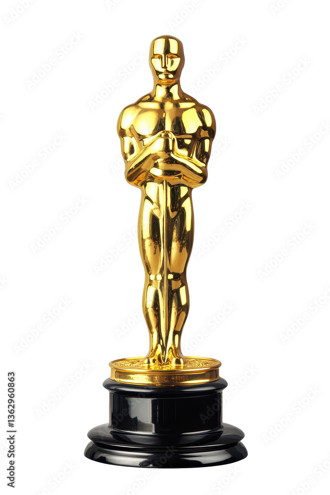 Isolated Golden Oscar Statue with Black Base Isolated Golden Oscar Statue with Black Base