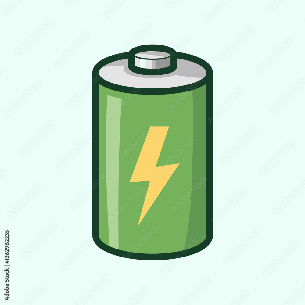 Green Battery Icon with Yellow Lightning Bolt Green Battery Icon with Yellow Lightning Bolt