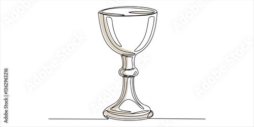 A continuous, editable line drawing of the Holy Grail, depicted as a single line icon representing a church communion cup.