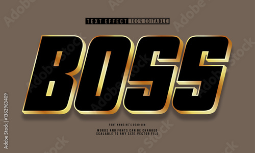 Luxury 3D black gold text effect with bold boss style.