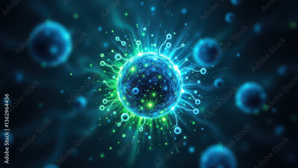 Magnesium Glycinate molecule with green glow and blue backdrop, representing health and energy supplements. Magnesium Glycinate molecule with green glow and blue backdrop, representing health and energy supplements.