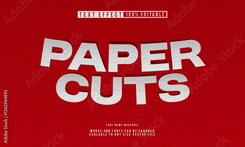 Creative paper cuts text effect with fully editable style.