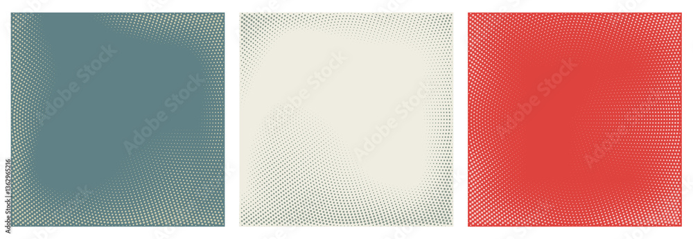 Set of halftone radial retro backgrounds. Square template for social media or vintage gising. Vector graphic Set of halftone radial retro backgrounds. Square template for social media or vintage gising. Vector graphic