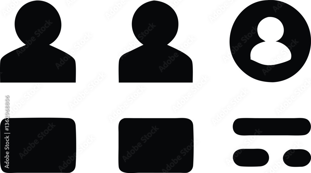 User profile icon set. Profile, people silhouette, person, avatar, sign up button vector collection User profile icon set. Profile, people silhouette, person, avatar, sign up button vector collection