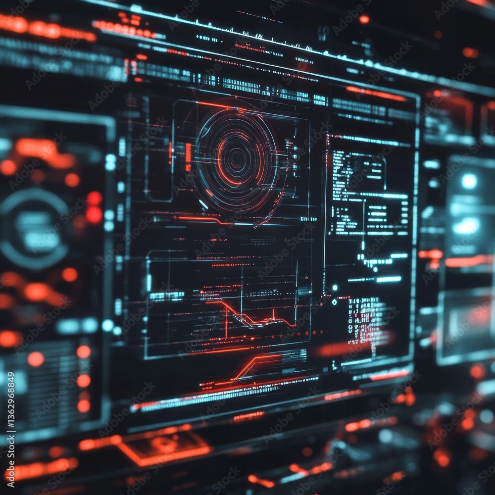Fototapeta premium Futuristic Technology Interface with Data and Graphical Elements
