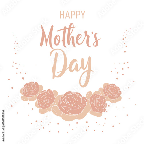 Happy Mother’s Day card – Elegant floral design with soft peach roses and decorative splashes. Perfect for greeting cards, social media, digital prints, and heartfelt Mother’s Day wishes. Chic and cla