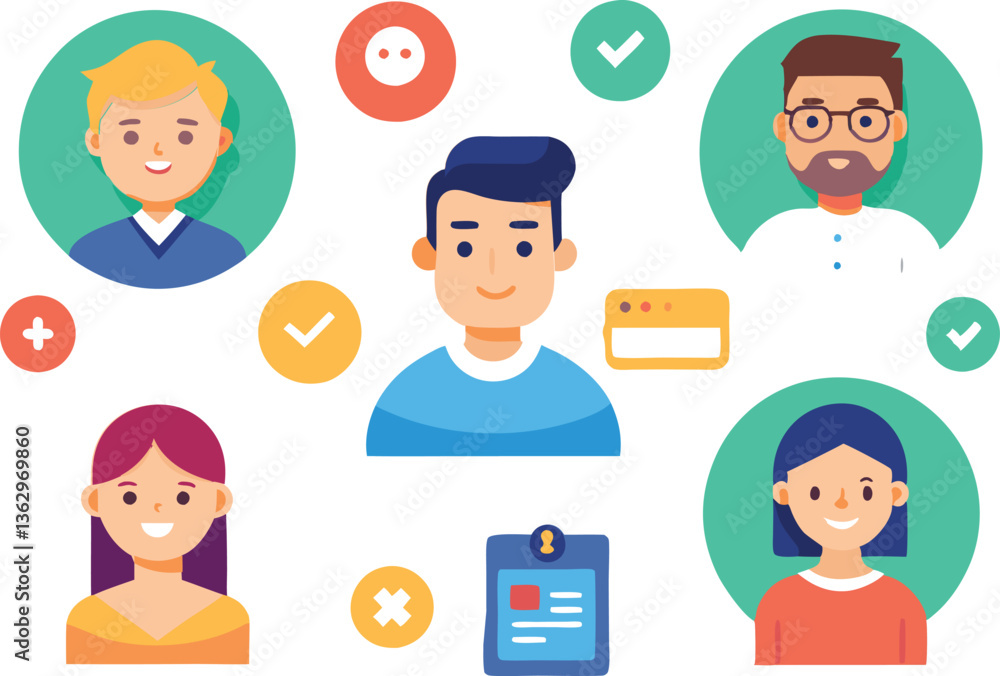 User profile icon set. Profile, people silhouette, person, avatar, sign up button vector collection User profile icon set. Profile, people silhouette, person, avatar, sign up button vector collection