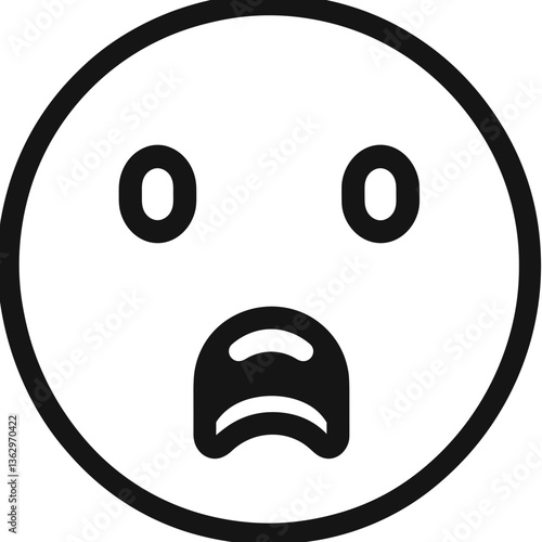 The image shows a simple, stylized illustration of a shocked or fearful face, characterized by wide-open eyes and a mouth formed in a frown or gasp. This expression is commonly used in digital communi