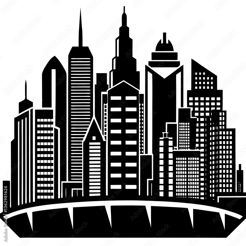 Fototapeta premium Skyline Silhouette Vector