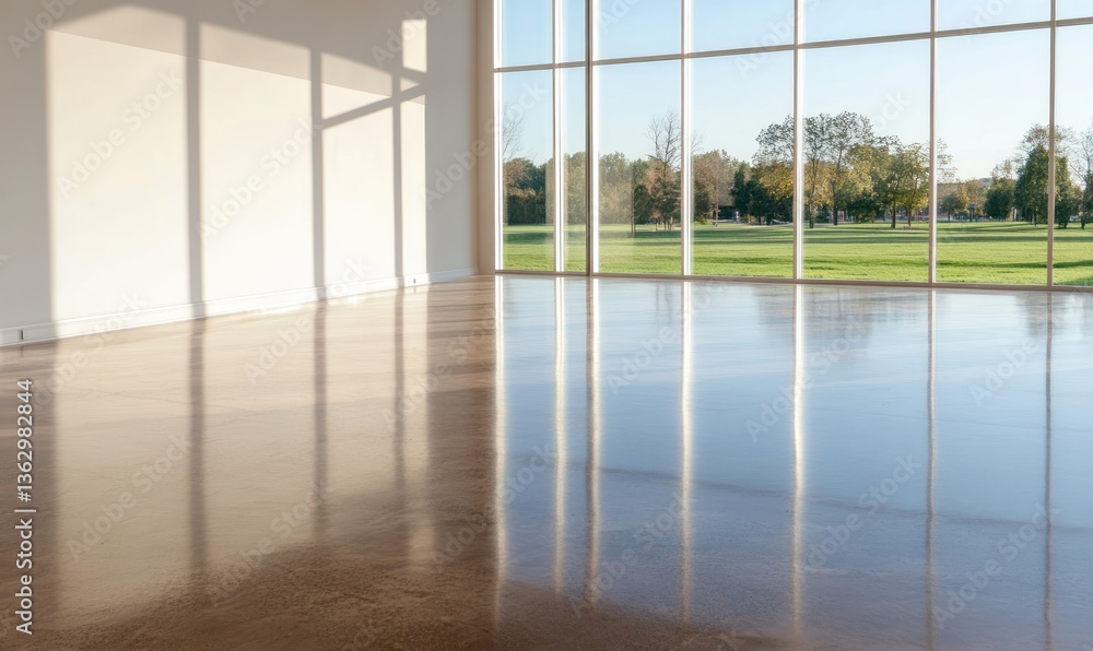 Fototapeta premium Bright modern interior window reflection