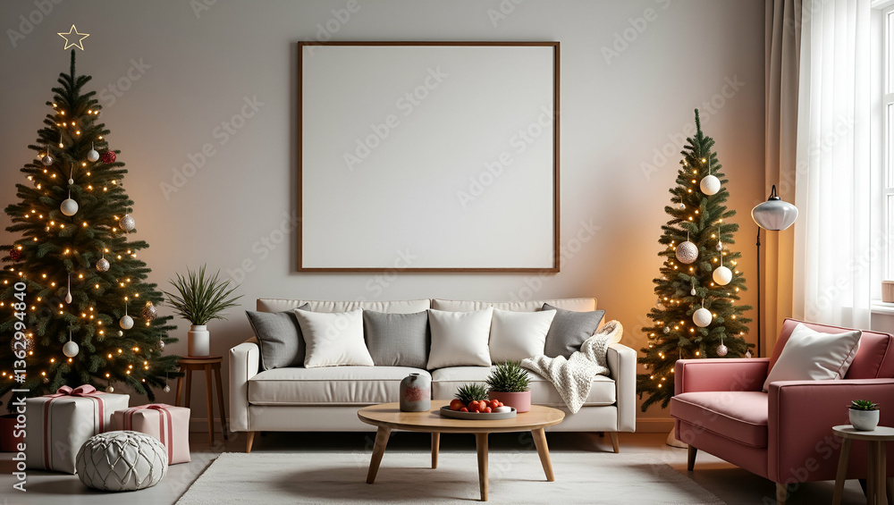 Flat Mockup photo frame in living room christmas theme interior festive holiday decor seasonal home decoration concept as Mockup of photo frame in living room with Christmas theme highlighting festive Flat Mockup photo frame in living room christmas theme interior festive holiday decor seasonal home decoration concept as Mockup of photo frame in living room with Christmas theme highlighting festive