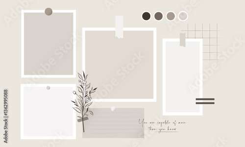 Earthy Tones Mood Board Background – Minimalist Aesthetic Stickers