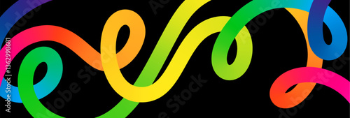 Abstract Background with Gradient Color Shapes. Vector Wavy Rainbow Lines Pattern. Fluid Geometric Graphic Design Element