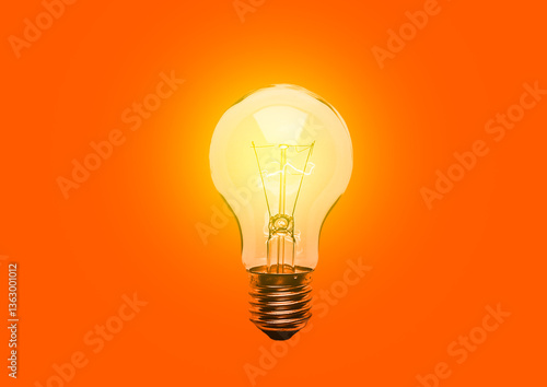 light bulb with orange background