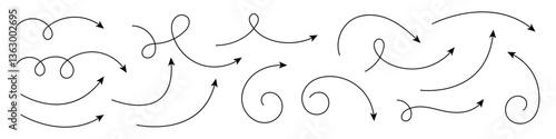 Wallpaper Mural Hand drawn curved arrows with thin line. Set of hand drawn arrows. Torontodigital.ca