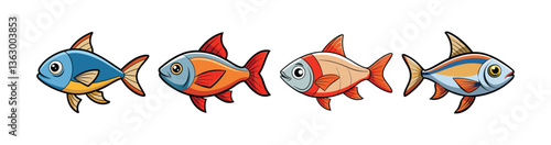 Set of Emperor Tetra with Vibrant Realistic Colors