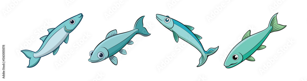 Fototapeta premium Set of Stunning Illustration of Ghost Knife Fish in Motion